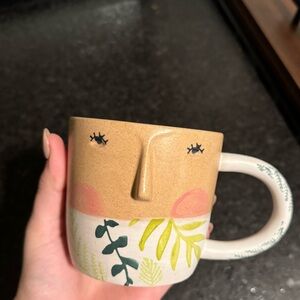 Anthropologie Face Mug with Plants